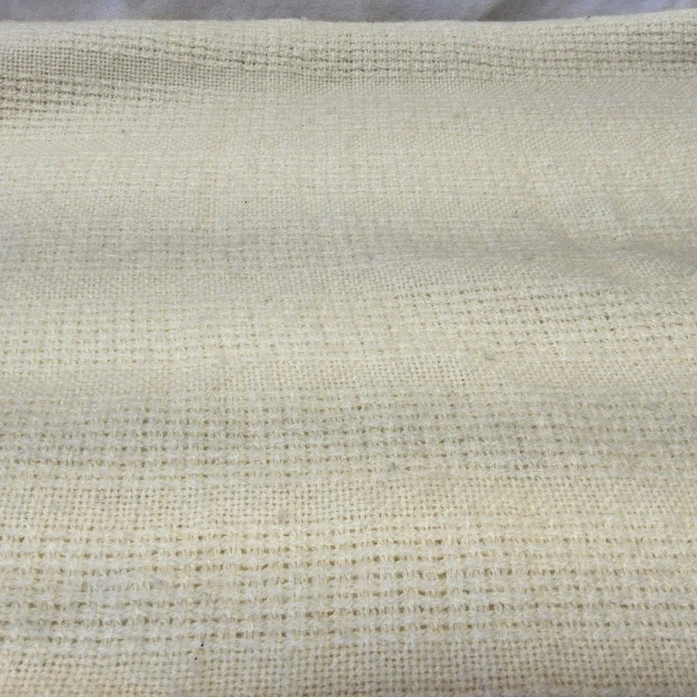 Tulips & Ivory Throw Blanket Unisex Cream Wool Blend Embroidered Pink Floral USA